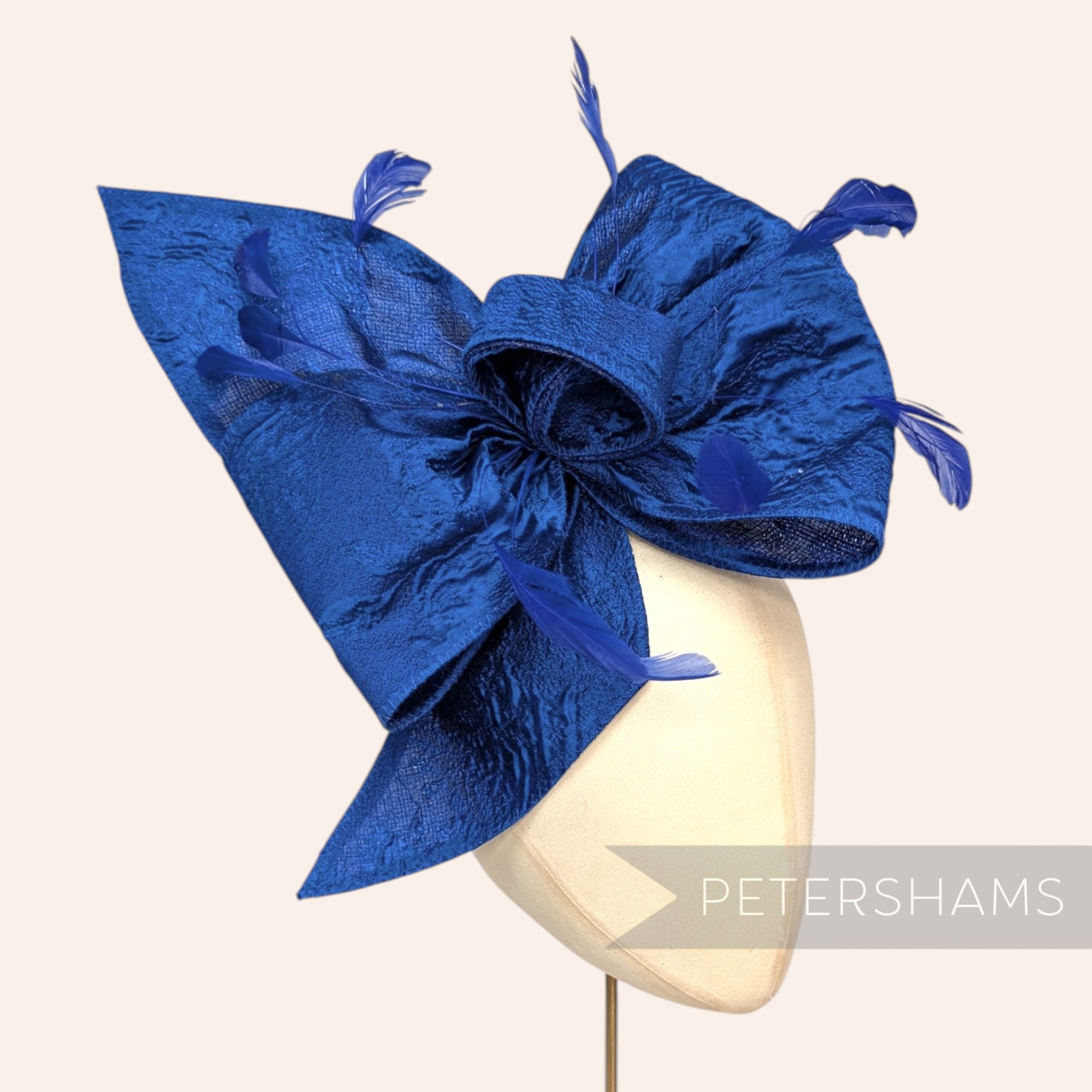 *One-off* XL Asymmetric Fabric Bows with Stripped Coque Feathers