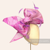 *One-off* XL Asymmetric Fabric Bows with Stripped Coque Feathers