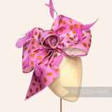 *One-off* XL Asymmetric Fabric Bows with Stripped Coque Feathers