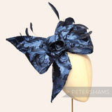 *One-off* XL Asymmetric Fabric Bows with Stripped Coque Feathers