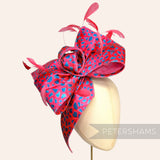 *One-off* XL Asymmetric Fabric Bows with Stripped Coque Feathers