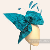 *One-off* XL Asymmetric Fabric Bows with Stripped Coque Feathers