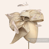 *One-off* XL Asymmetric Fabric Bows with Stripped Coque Feathers