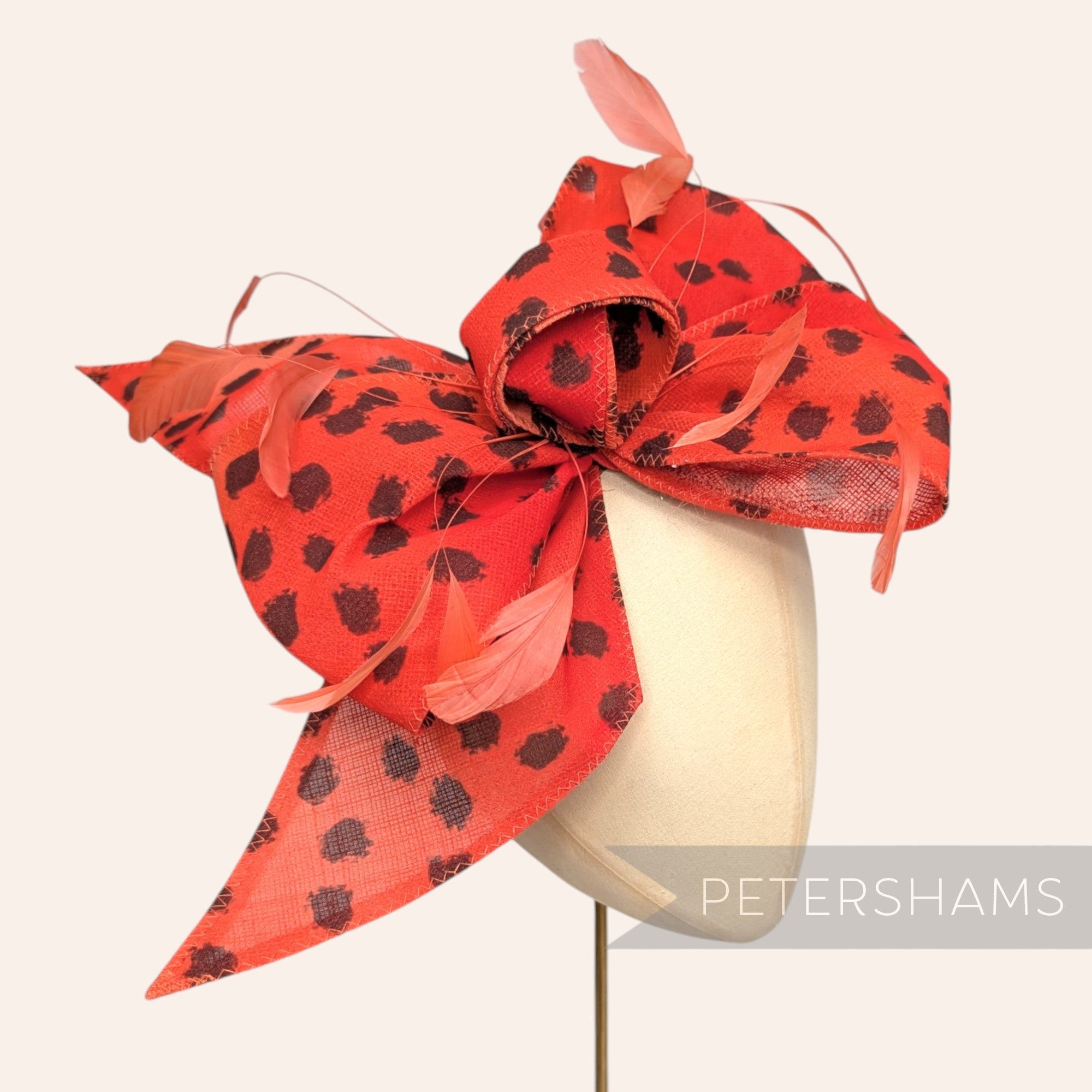 *One-off* XL Asymmetric Fabric Bows with Stripped Coque Feathers