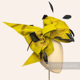 *One-off* XL Asymmetric Fabric Bows with Stripped Coque Feathers