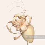 *One-off* Extra Large Curled Feather Flower, Diamond Coque and Looped Sinamay Mount