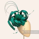 *One-off* Extra Large Curled Feather Flower, Diamond Coque and Looped Sinamay Mount