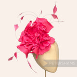 *Imperfect* XL 'Luci' Silk 23cm Rose Millinery Flower with Stripped Coque Feathers