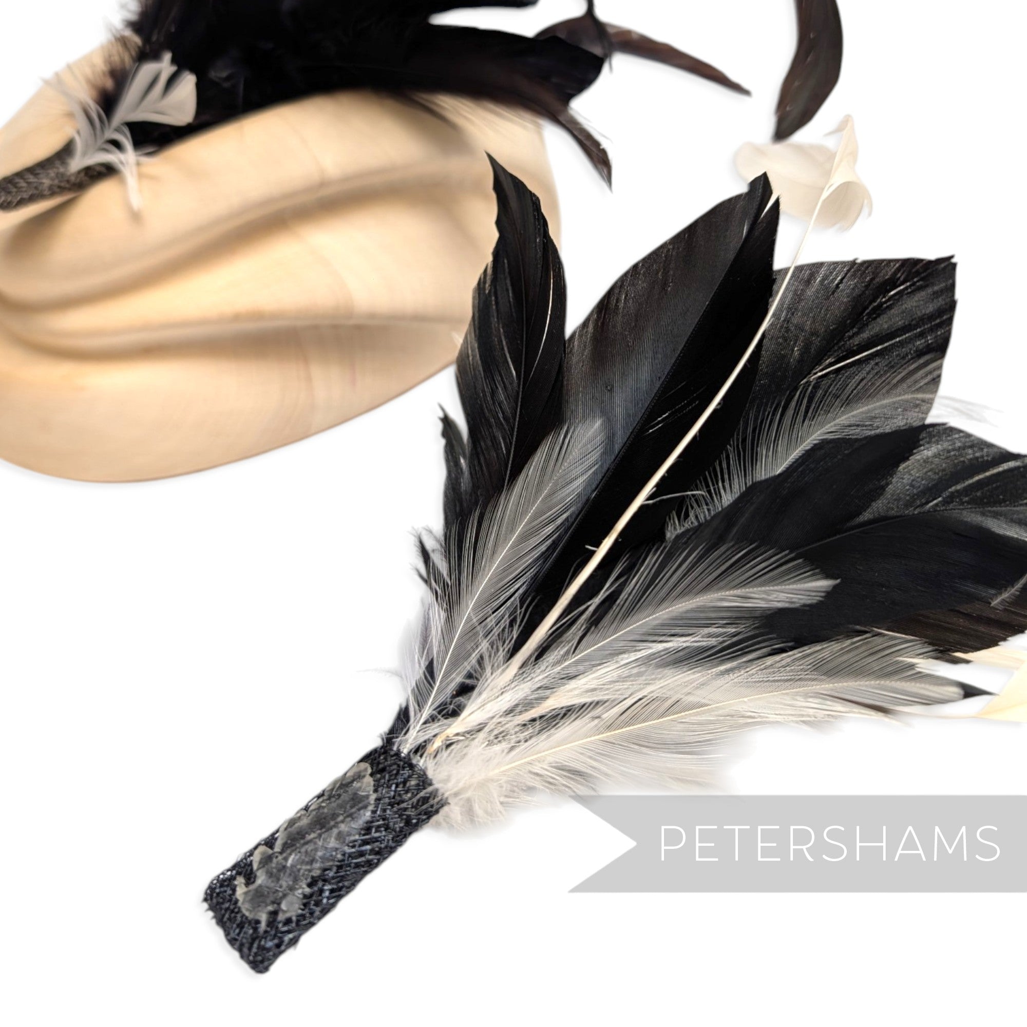 *One-Off* Goose Nagorie & Stripped Coque Feather Flower Mount