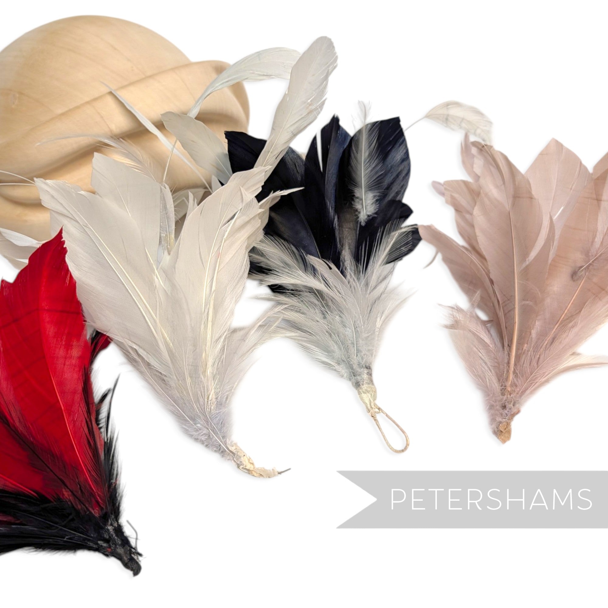 *One-Off* Goose Nagorie & Stripped Coque Feather Flower Mount
