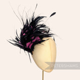 *One-off* Pink & Black Dip Dye Goose, Peacock Herl & Coque Feather Mount