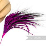 *One-off* Large Cerise Biot and Black Peacock Herl Wired Feather Mount