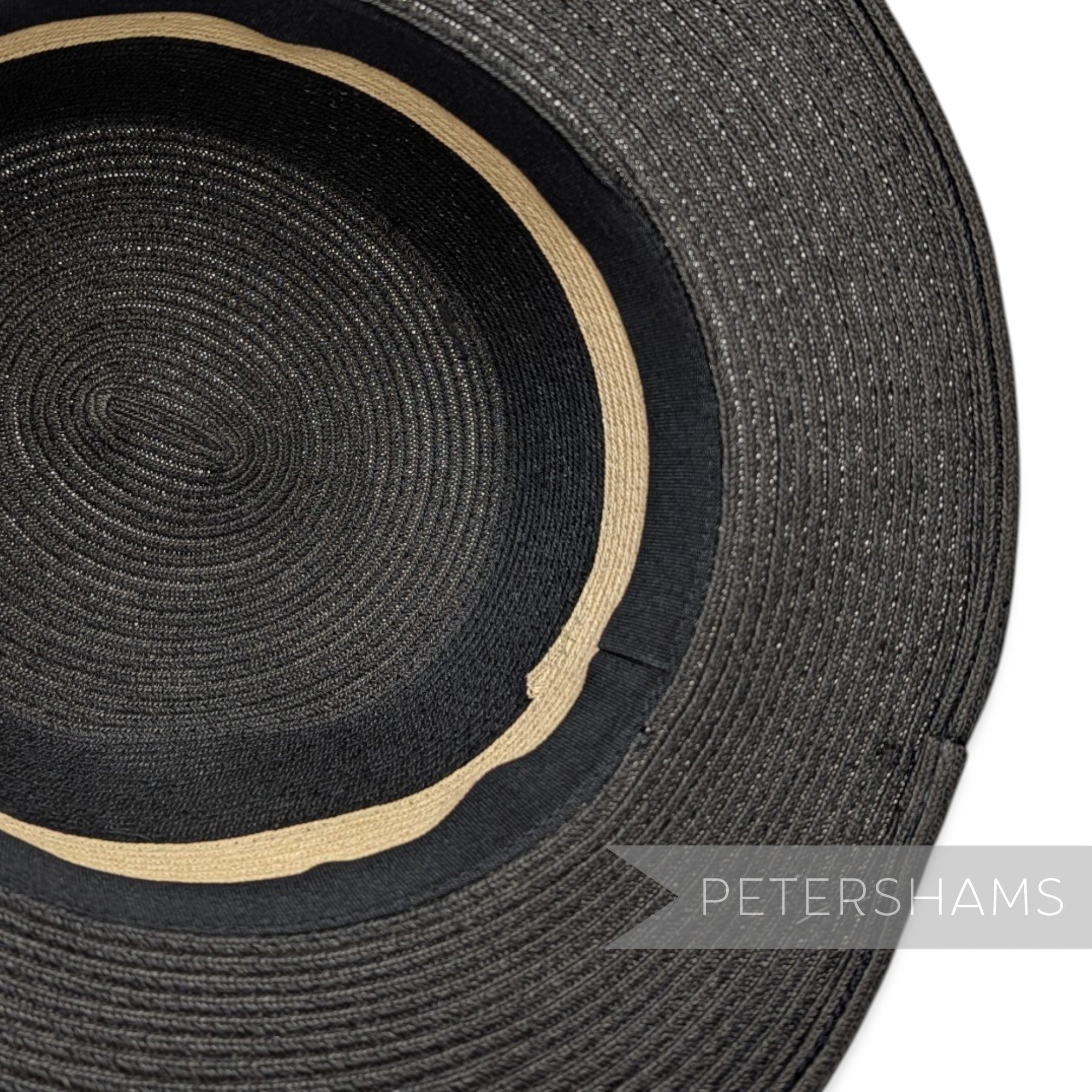 2-Tone Black & Natural Crin Untrimmed Hat - 22"