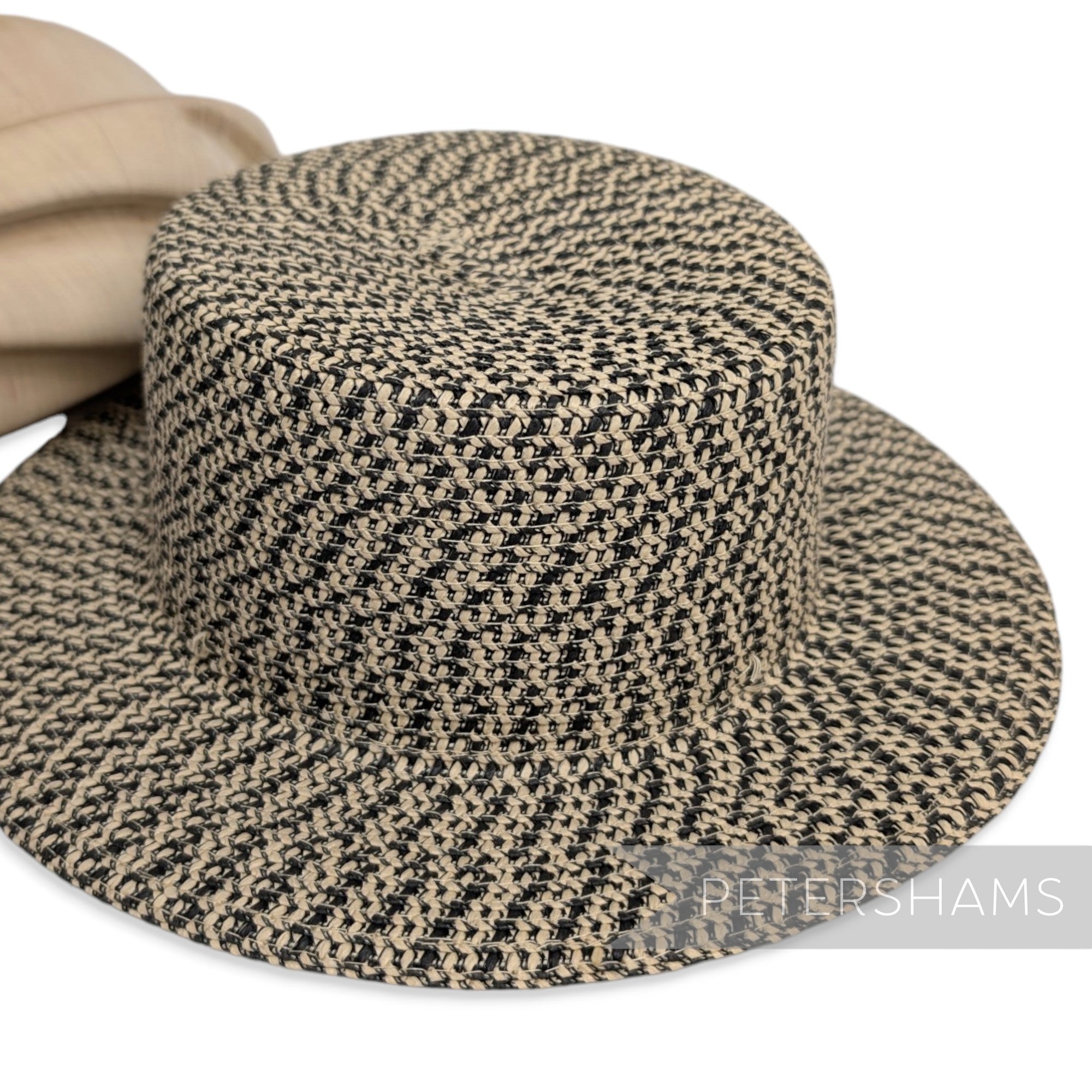 Ivory & Black Paper Crin Adjustable Untrimmed Hat