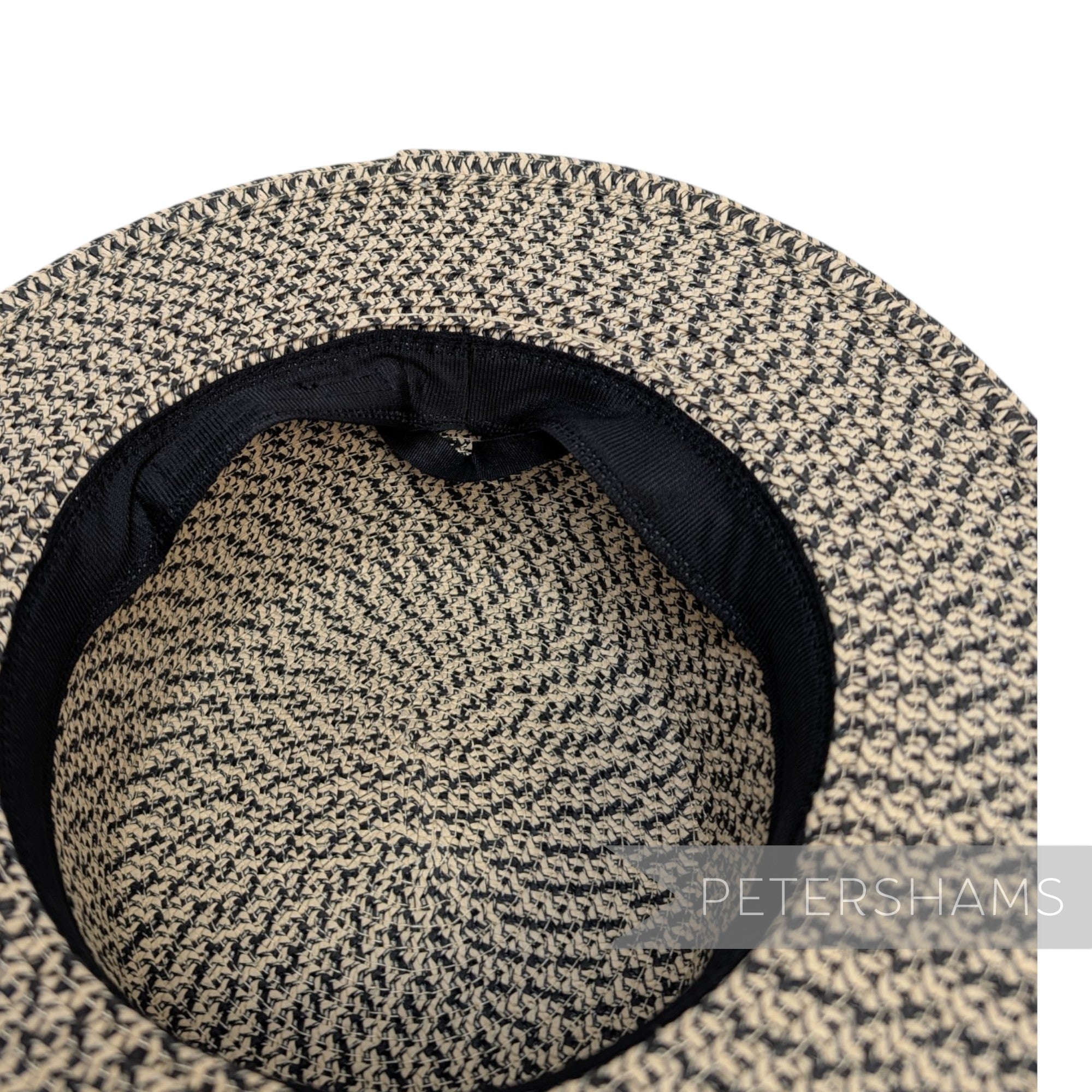 Ivory & Black Paper Crin Adjustable Untrimmed Hat
