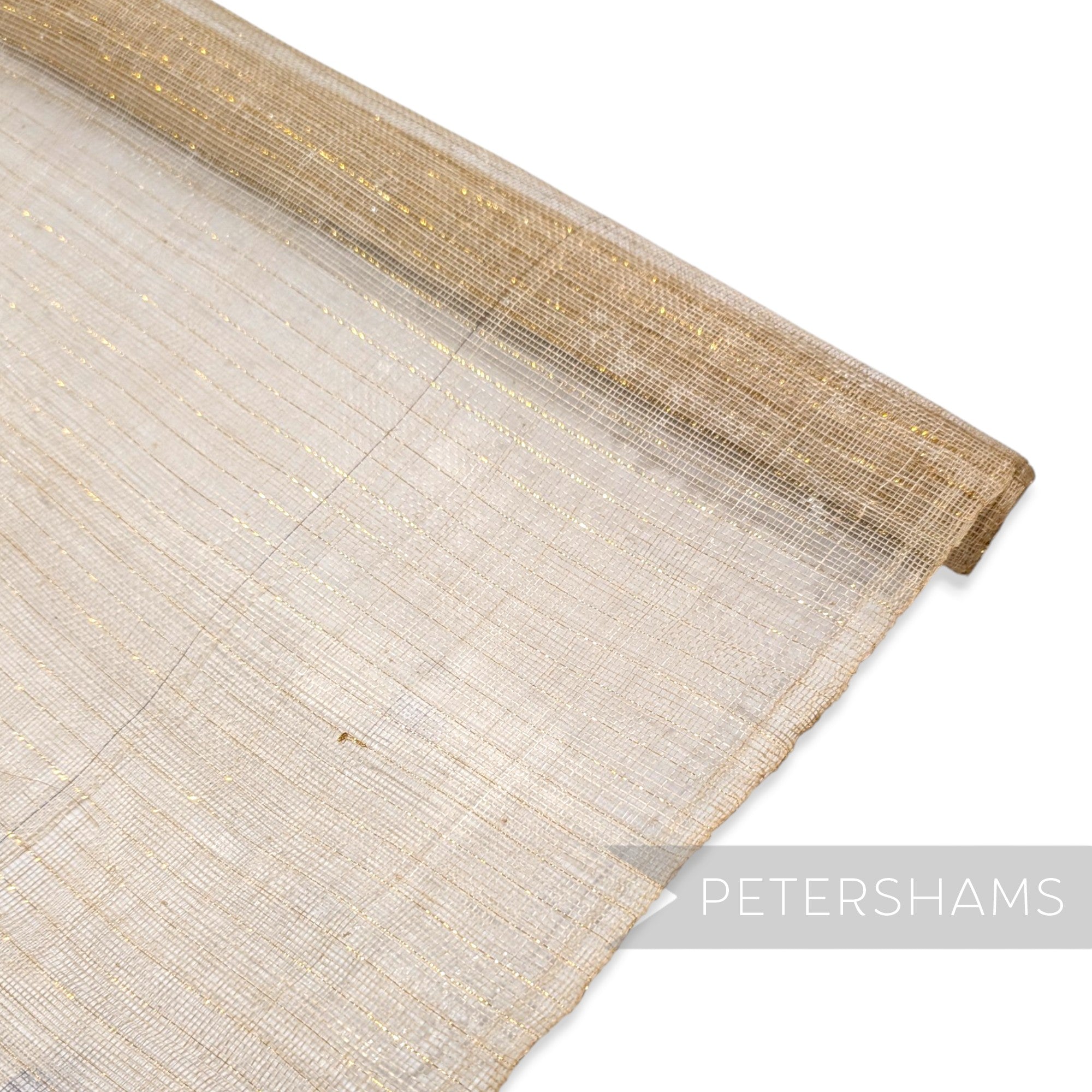 Gold Lurex 1cm Pinstripe Threaded Sinamay - 1/2m