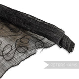 FULL PIECE - 90x90cm Black Embroidered Imperfect Sinamay Fabric
