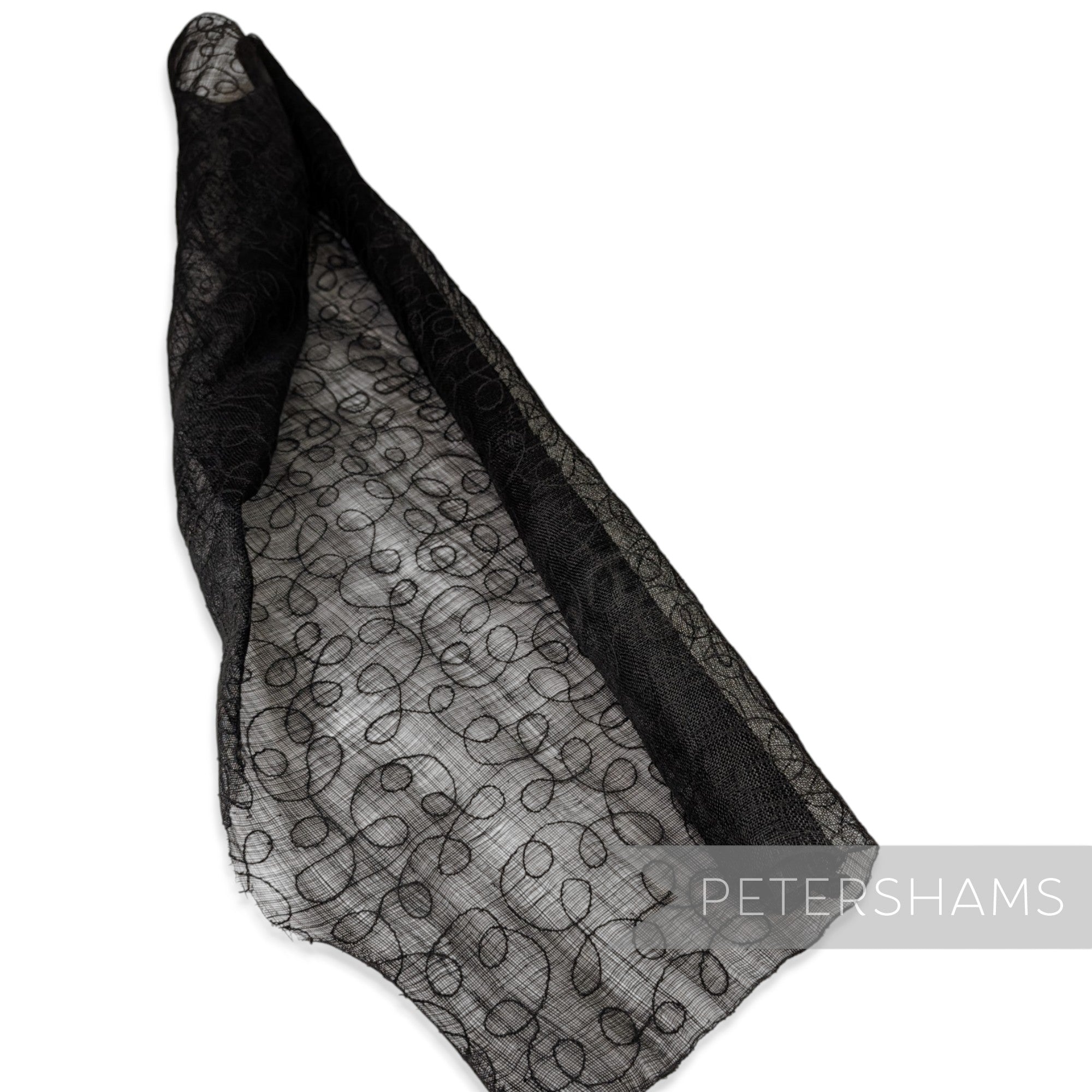 FULL PIECE - 90x90cm Black Embroidered Imperfect Sinamay Fabric