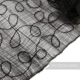 FULL PIECE - 90x90cm Black Embroidered Imperfect Sinamay Fabric