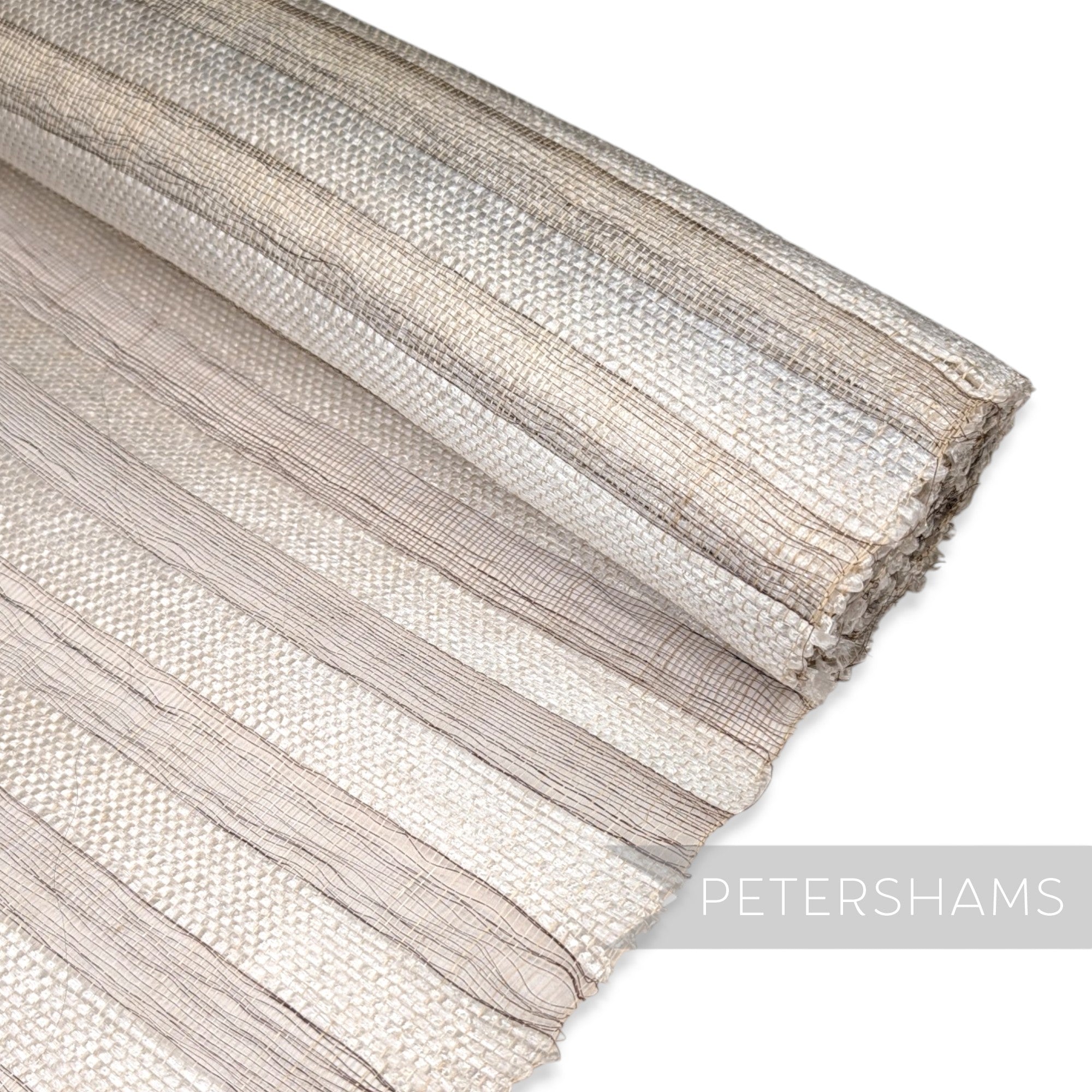 Glossy White Stripe Sinamay Fabric - 1/2m