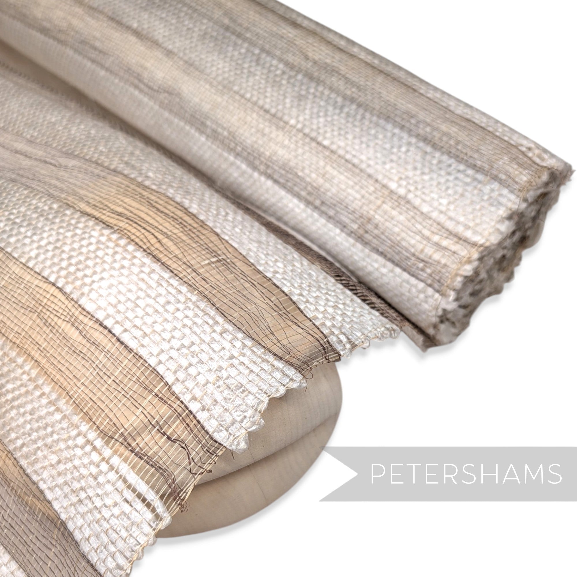 Glossy White Stripe Sinamay Fabric - 1/2m