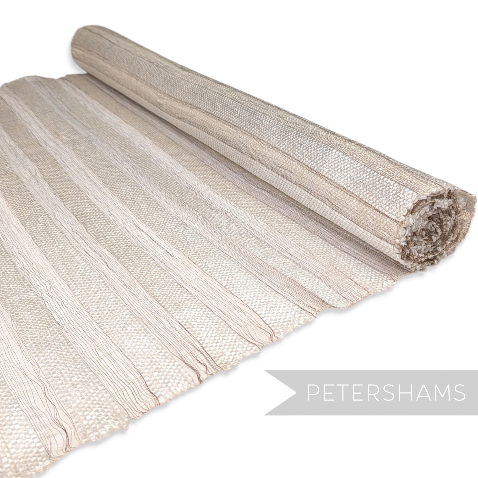 Glossy White Stripe Sinamay Fabric - 1/2m