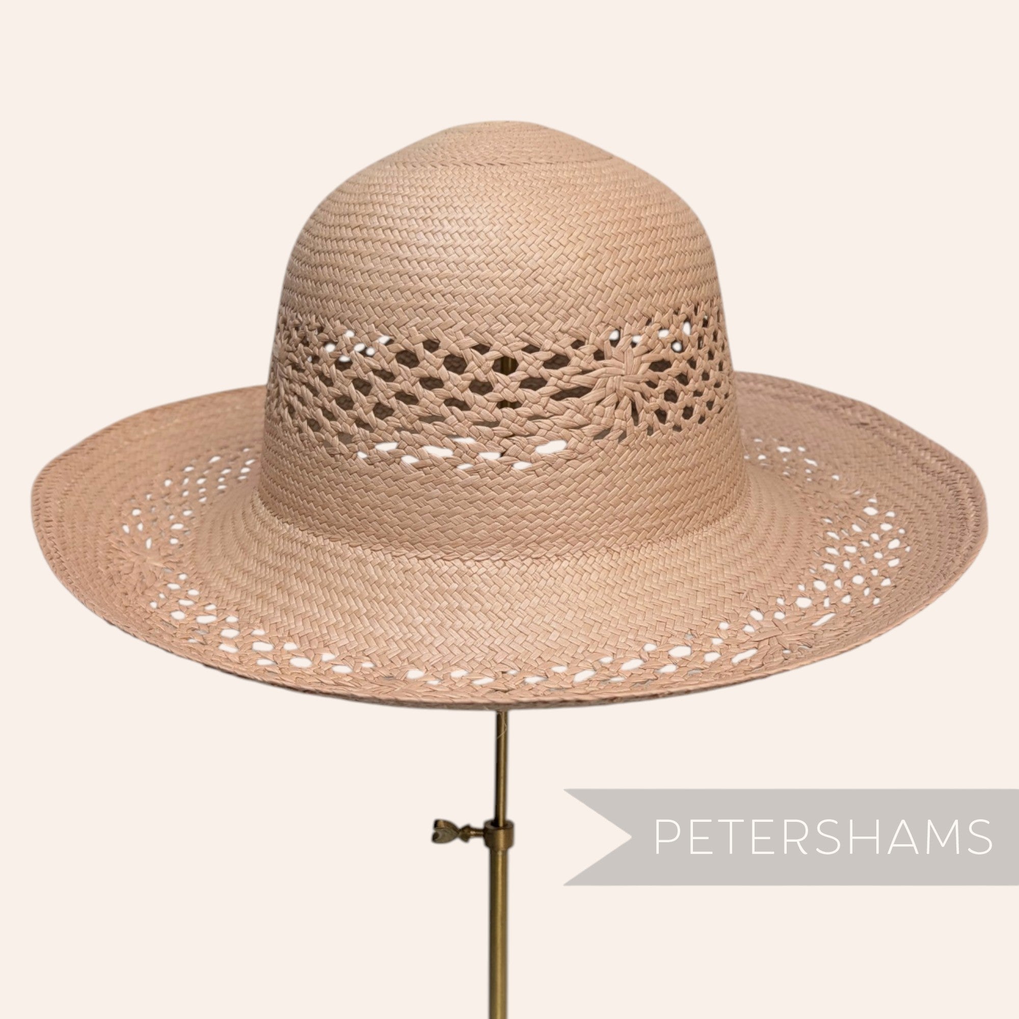 Open Weave Floral Vintage Ecuador Panama Straw Capeline Hat Body - 11"