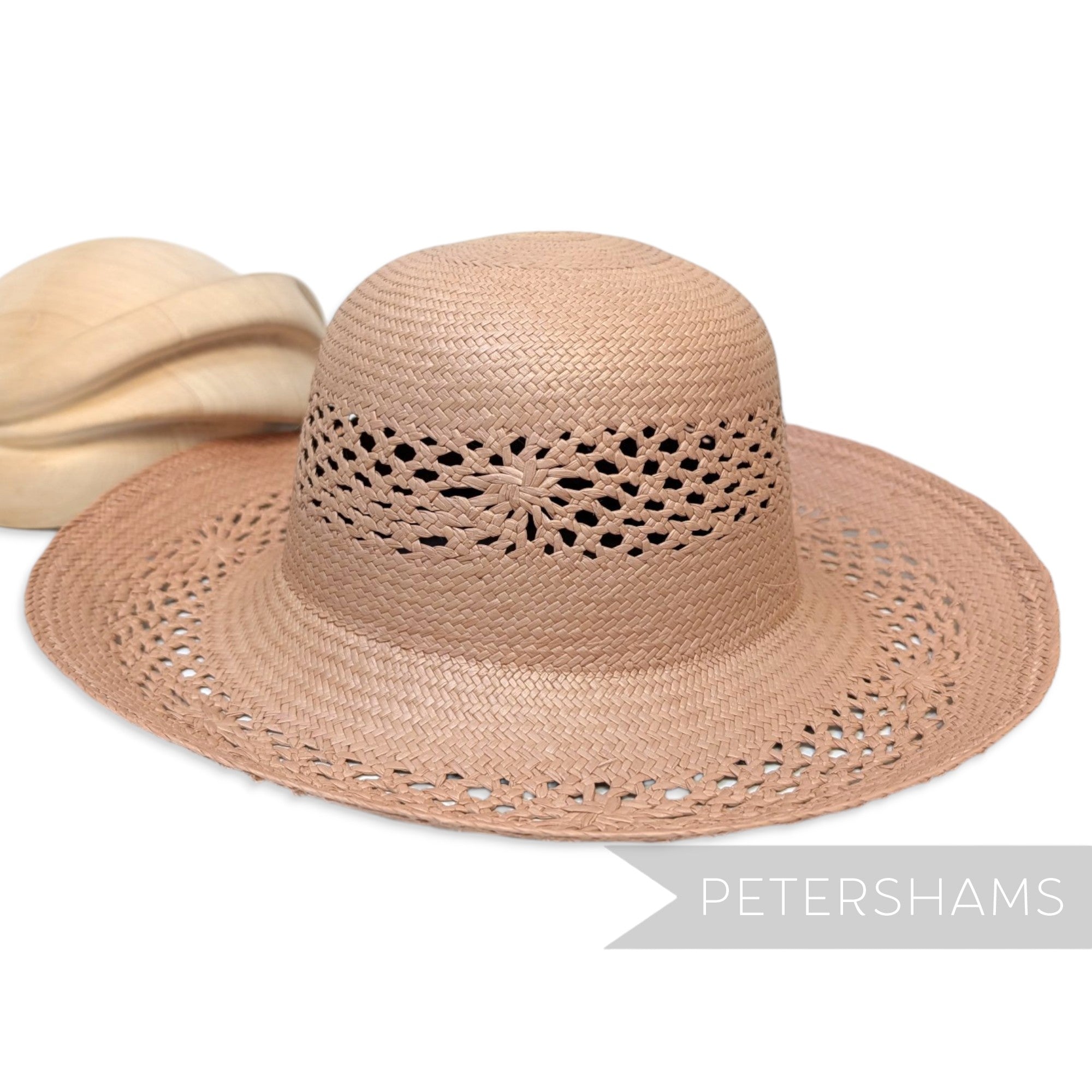 Open Weave Floral Vintage Ecuador Panama Straw Capeline Hat Body - 11"