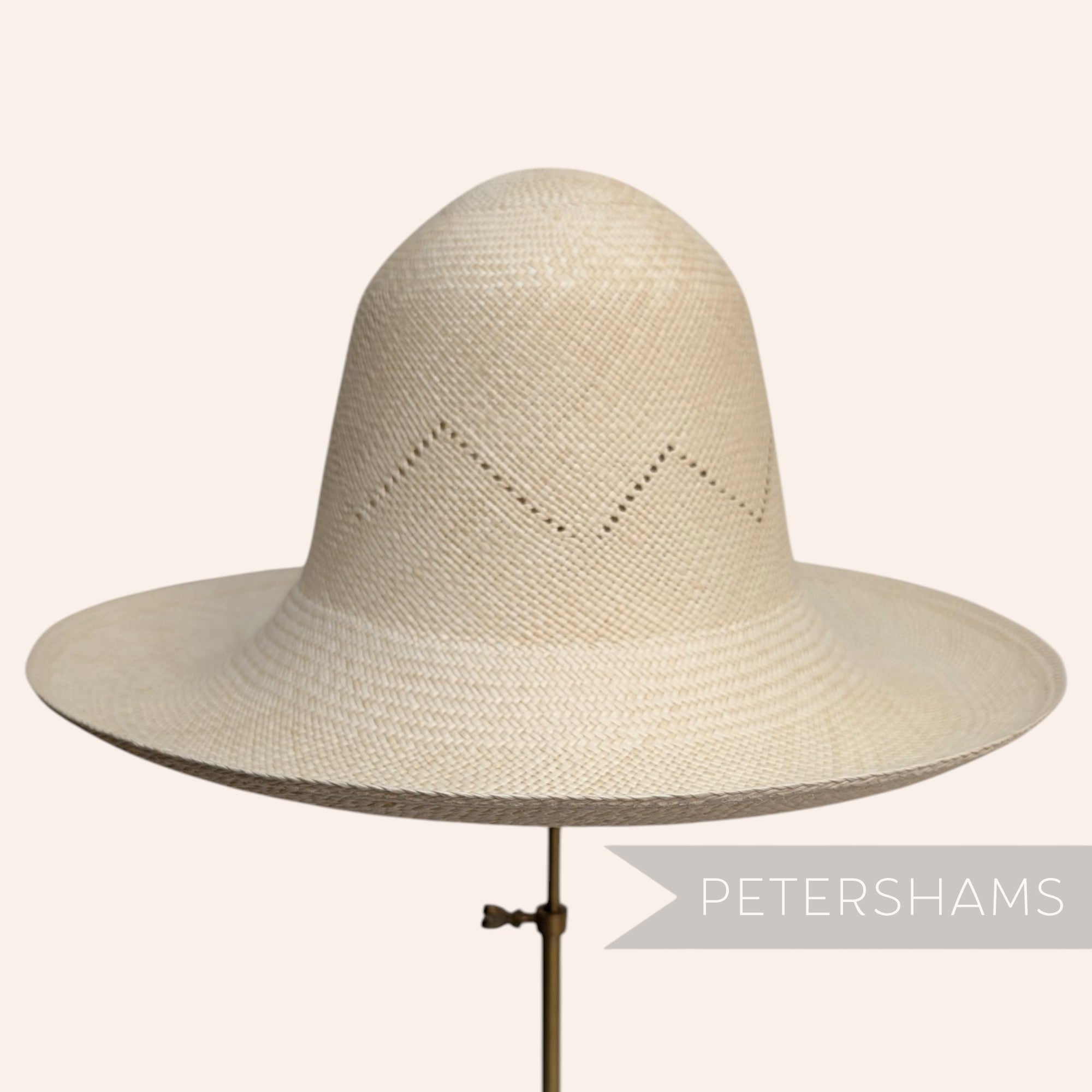 Fine Zig Zag Vent Vintage Ecuador Panama Straw Capeline Hat Body - 12"