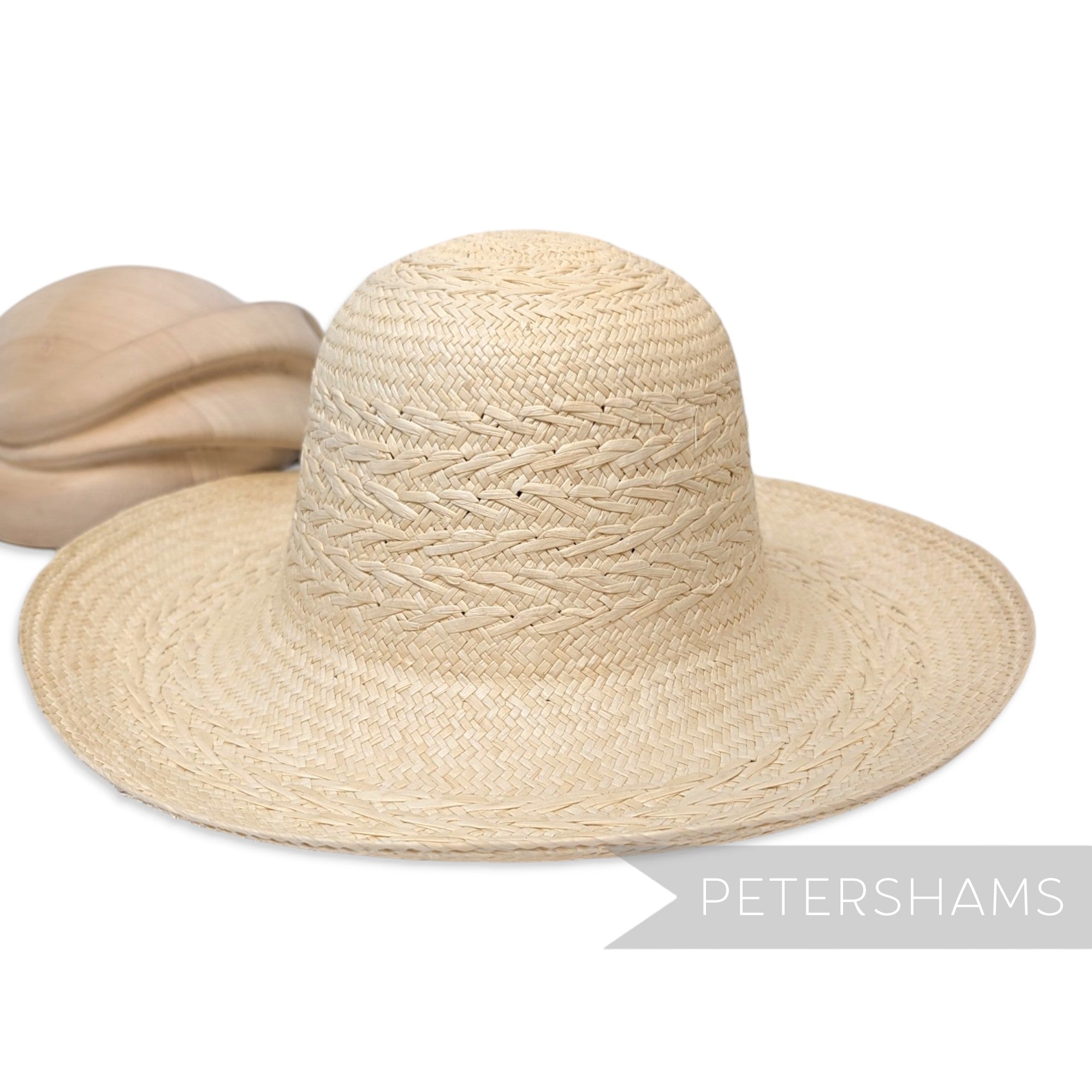 Threaded Banded Vintage Ecuador Panama Straw Capeline Hat Body - 11.5"