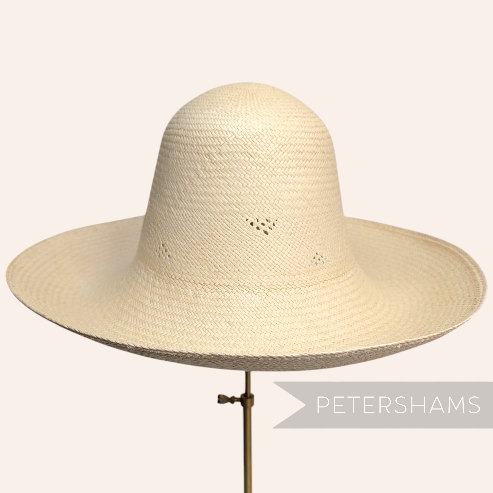 Tiny Triangle Vent Vintage Ecuador Panama Straw Capeline Hat Body - 12.5"