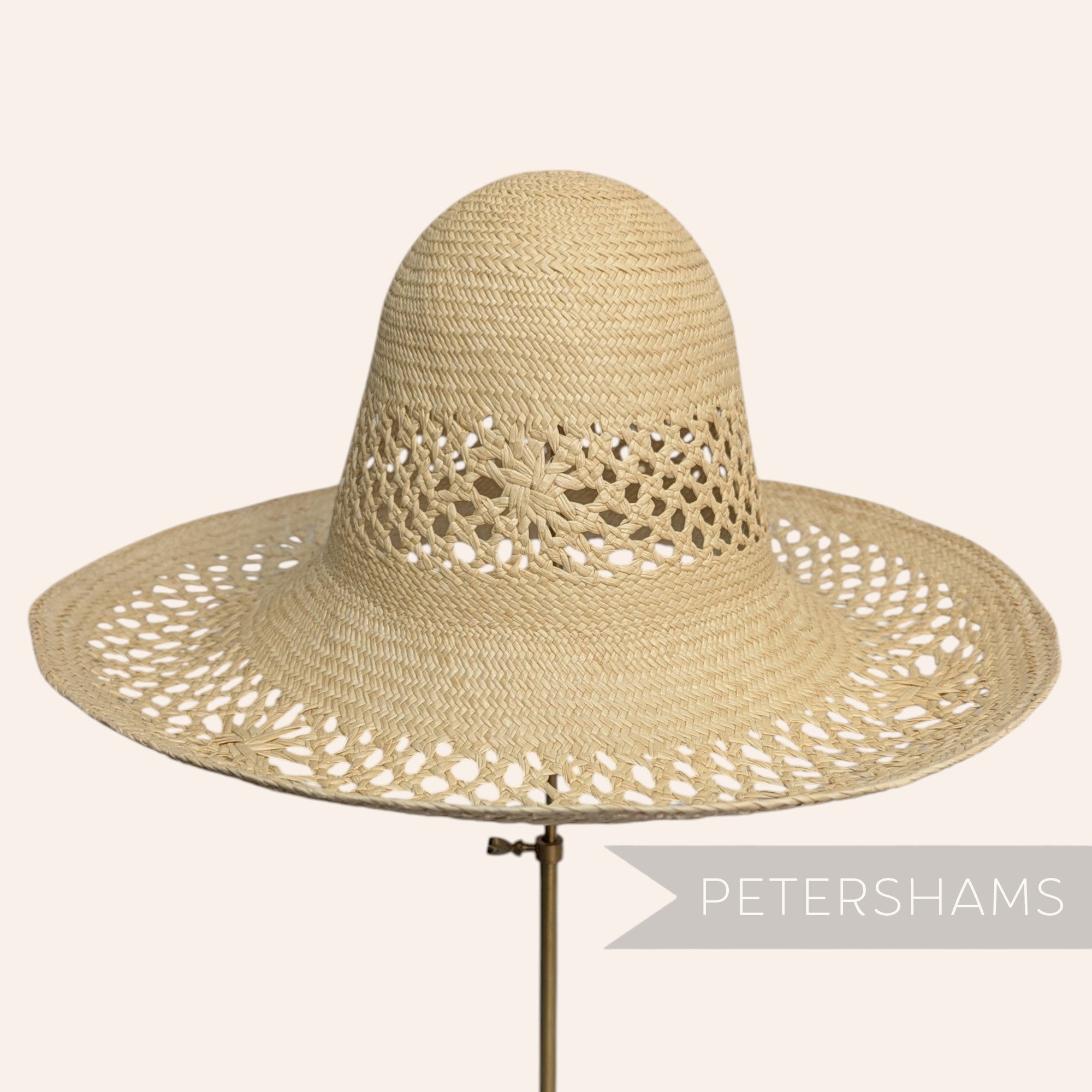 (Another) Open Weave Floral Vintage Ecuador Panama Straw Capeline Hat Body - 12.5"