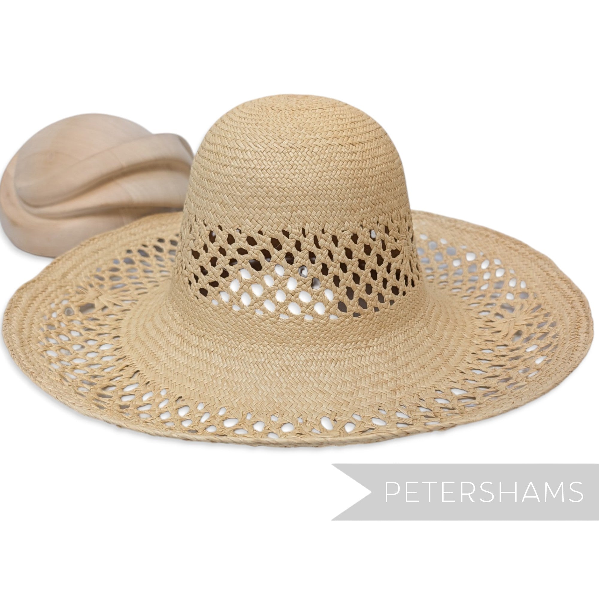 (Another) Open Weave Floral Vintage Ecuador Panama Straw Capeline Hat Body - 12.5"