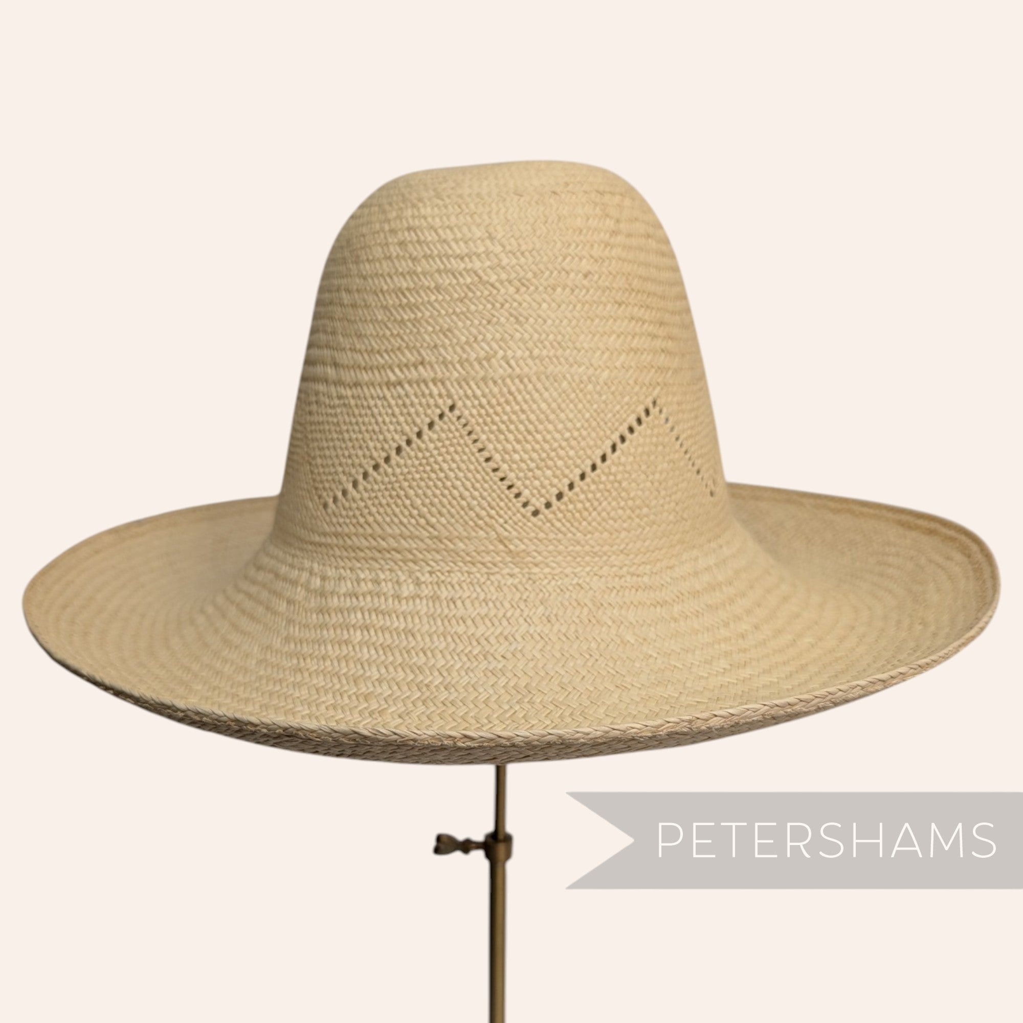 Chevron Fine Vent Vintage Ecuador Panama Straw Capeline Hat Body - 12"