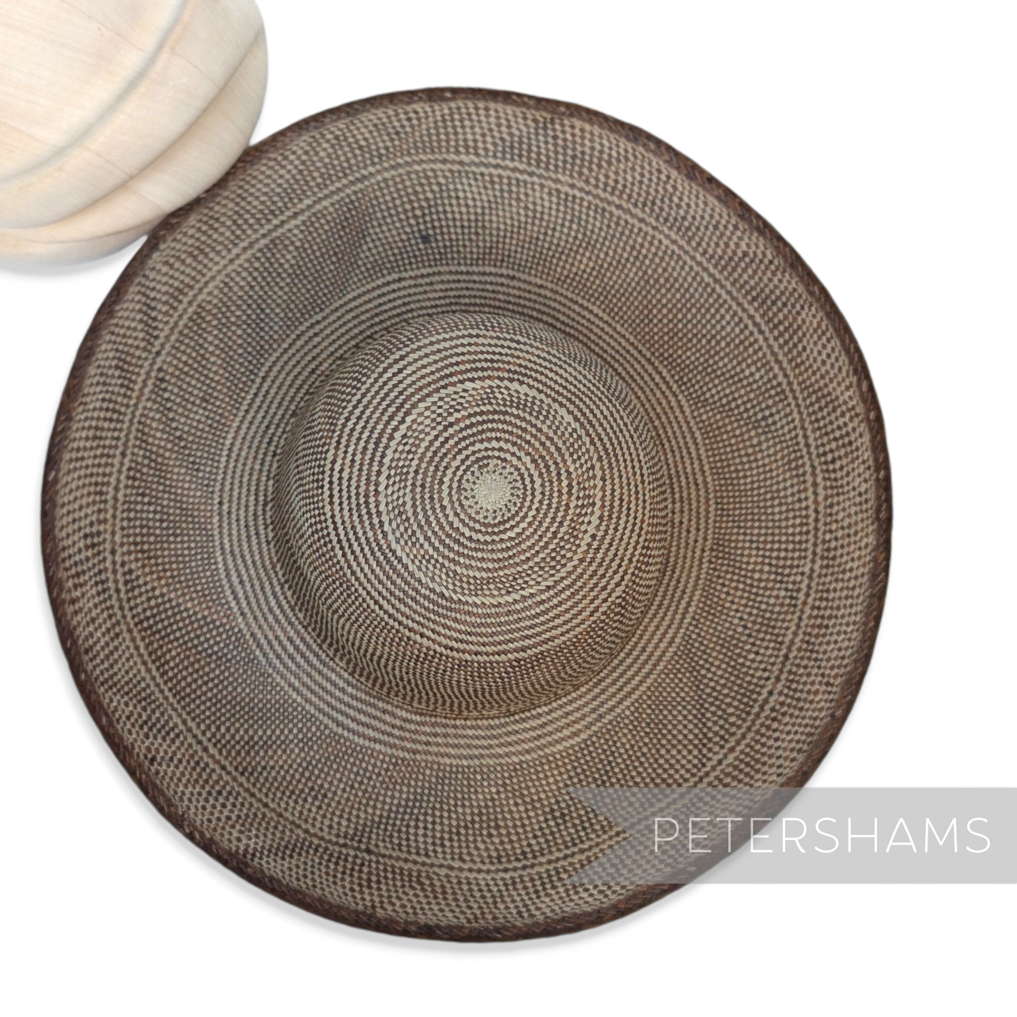 Sage & Brown Vintage Ecuador Panama Straw Capeline Hat Body - 12"