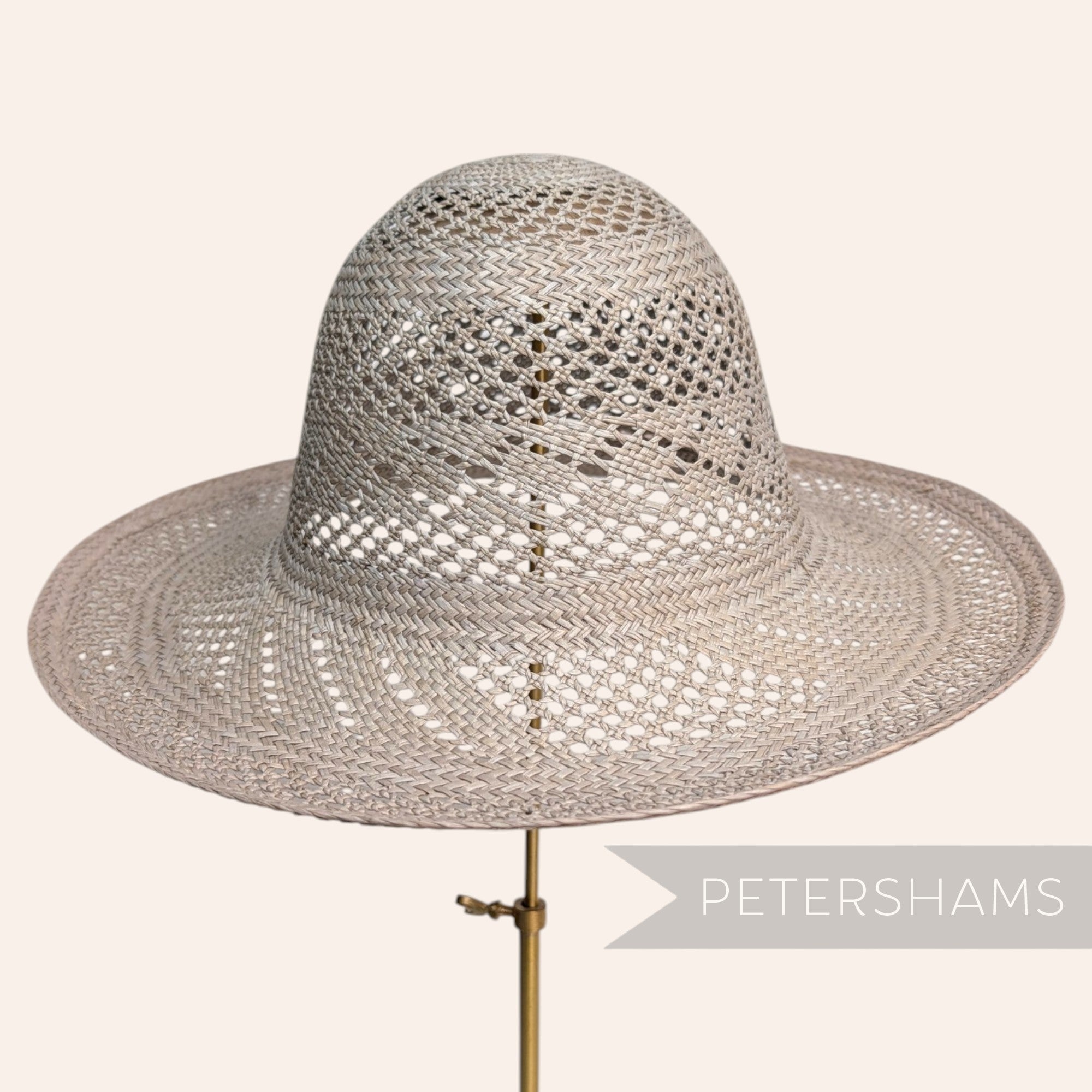 *Slightly Imperfect* Grey Open Weave Vintage Ecuador Panama Straw Capeline Hat Body - 11"