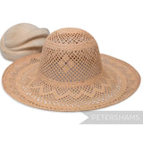 Peach Patterned Diamond Detail Vintage Ecuador Panama Straw Capeline Hat Body - 11"