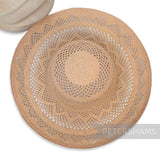 Peach Patterned Diamond Detail Vintage Ecuador Panama Straw Capeline Hat Body - 11"