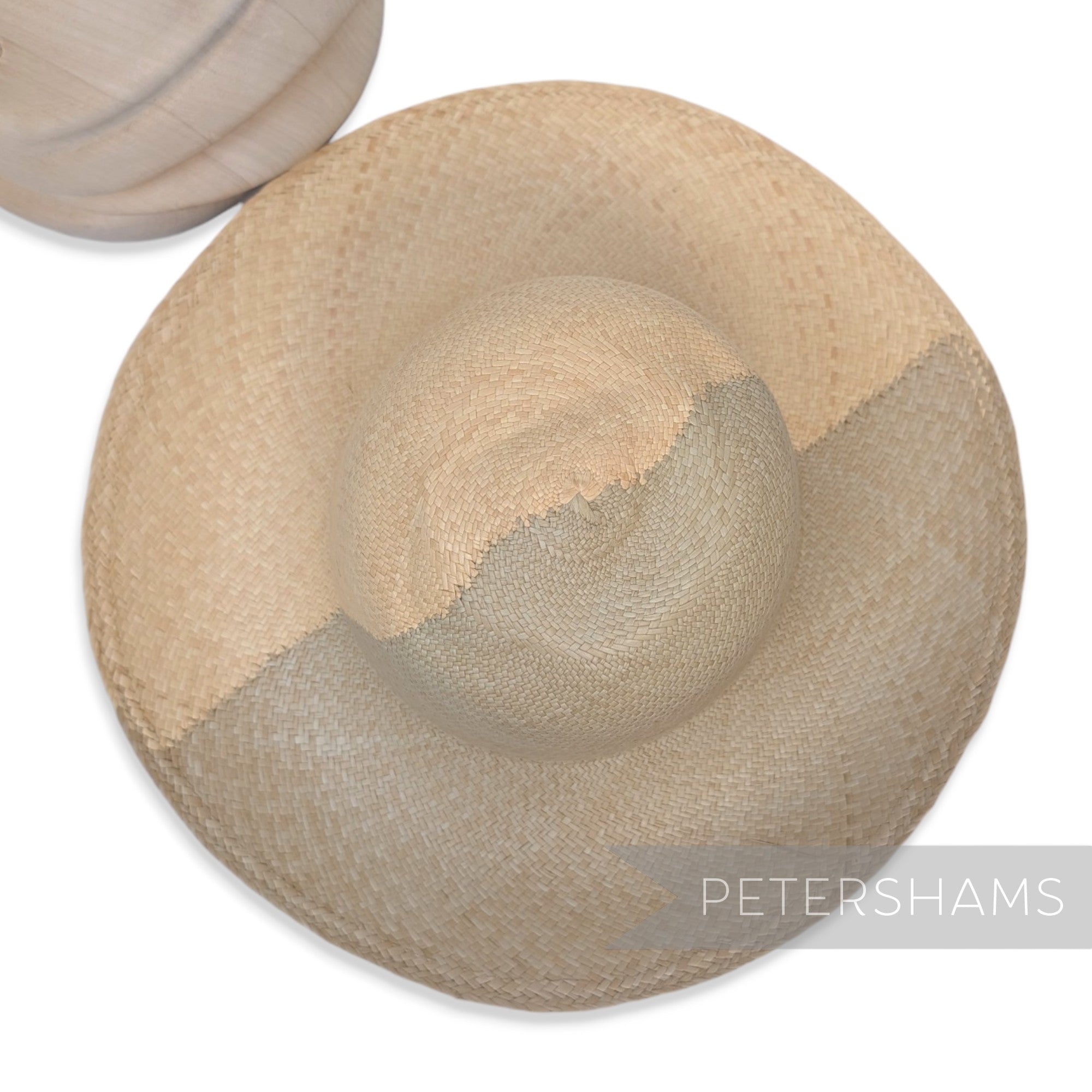 Dual Colour Vintage Ecuador Panama Straw Capeline Hat Body - 11.5"
