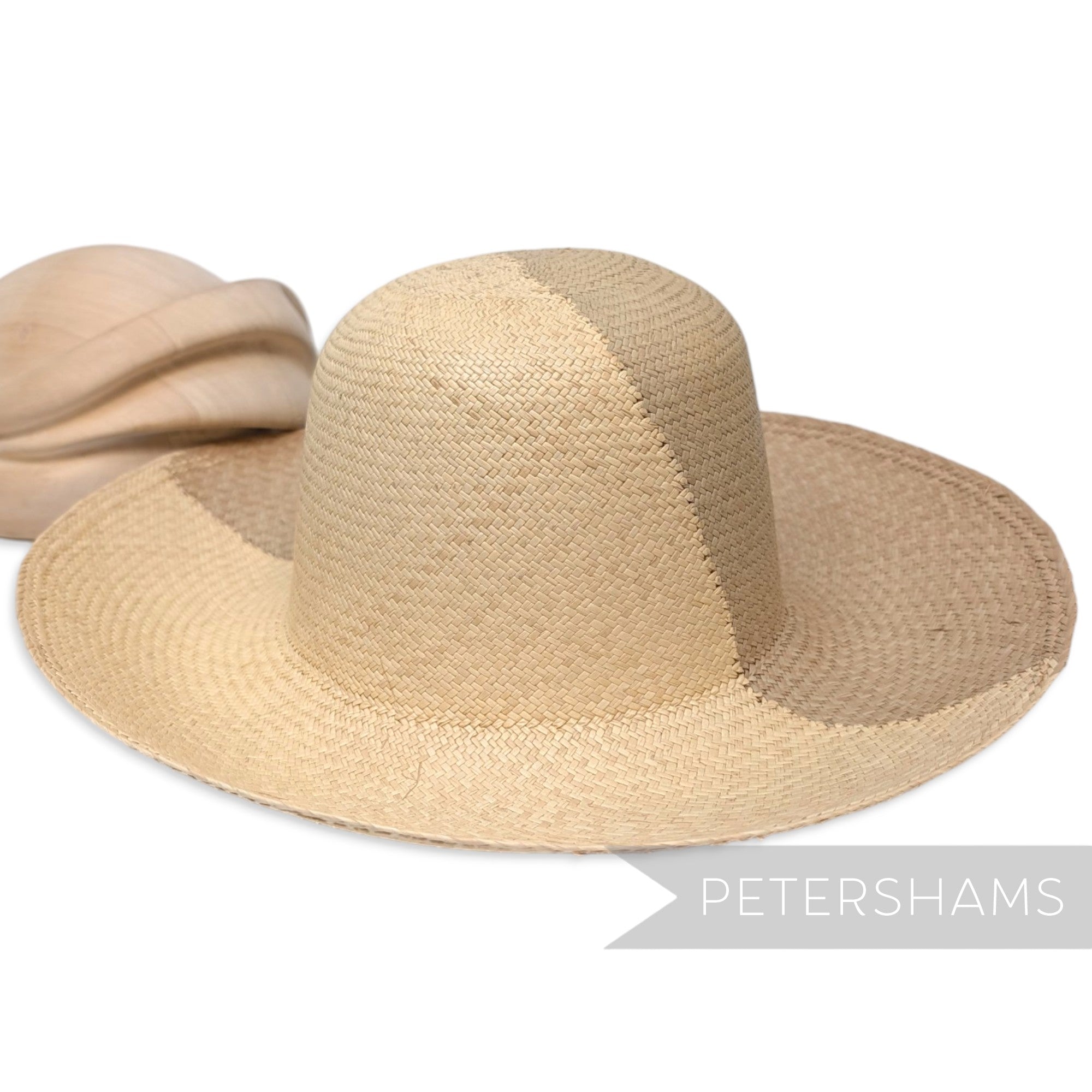 Dual Colour Vintage Ecuador Panama Straw Capeline Hat Body - 11.5"