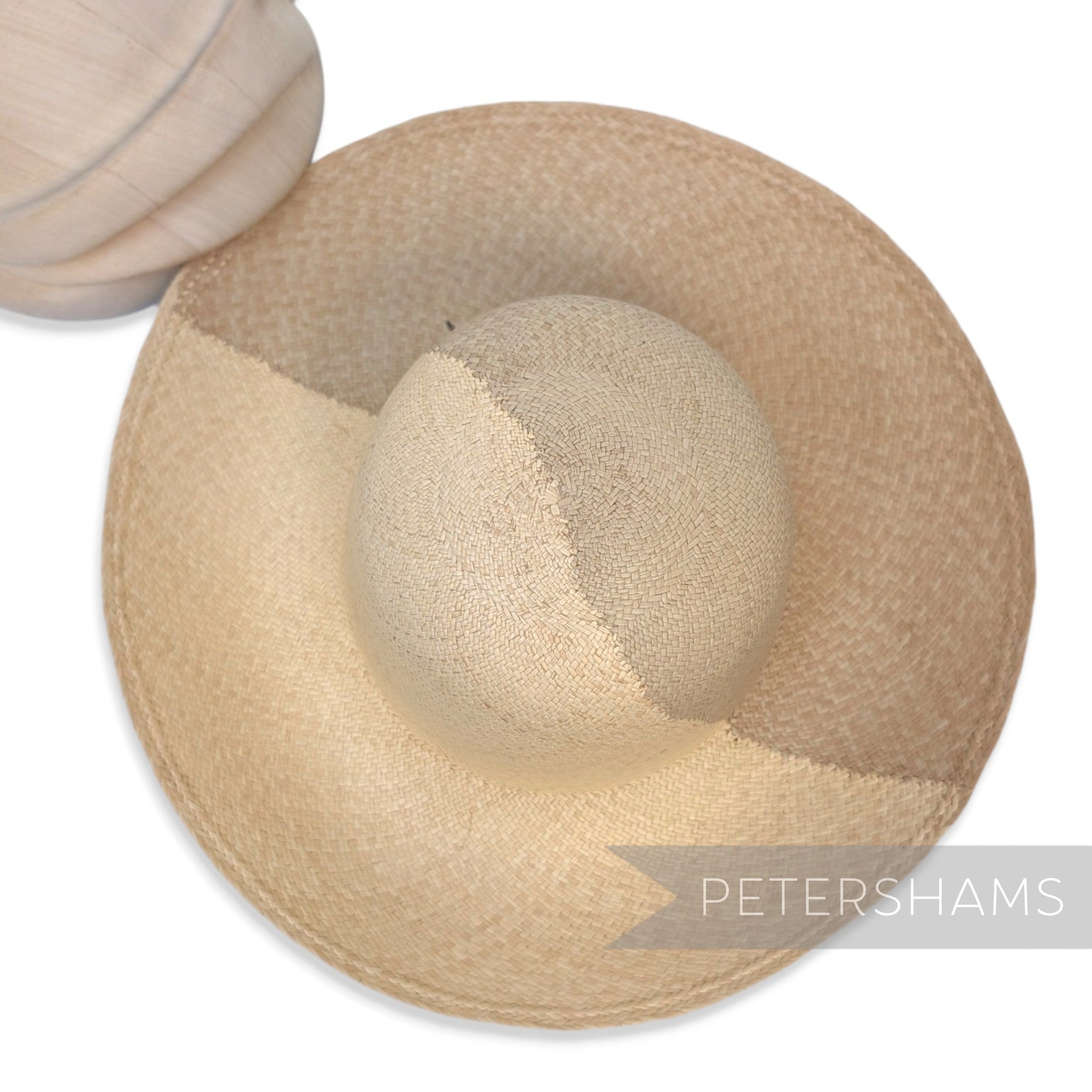 Dual Colour Vintage Ecuador Panama Straw Capeline Hat Body - 11.5"