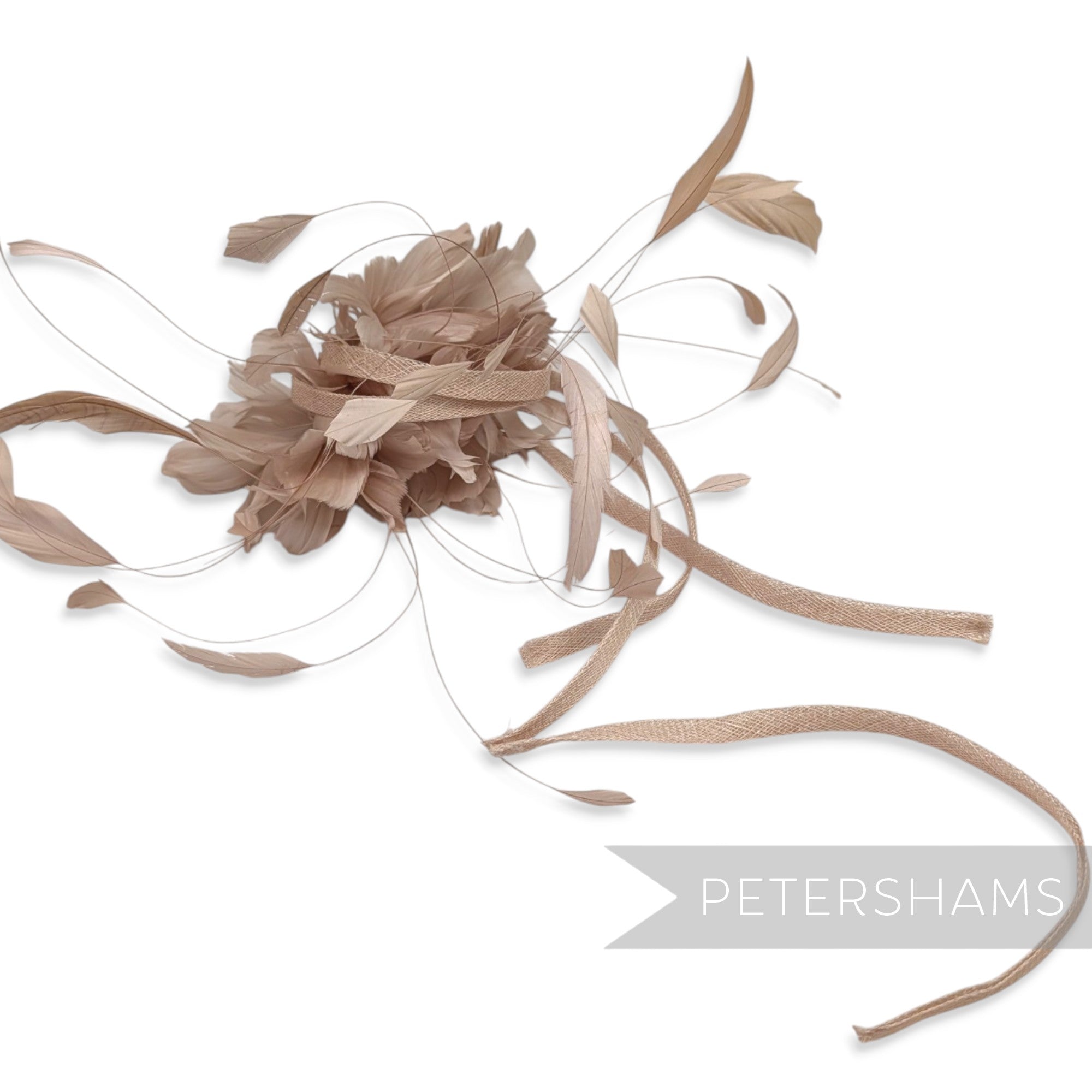*Sale* Diamante & Sinamay Accent Goose and Coque Flower Beige