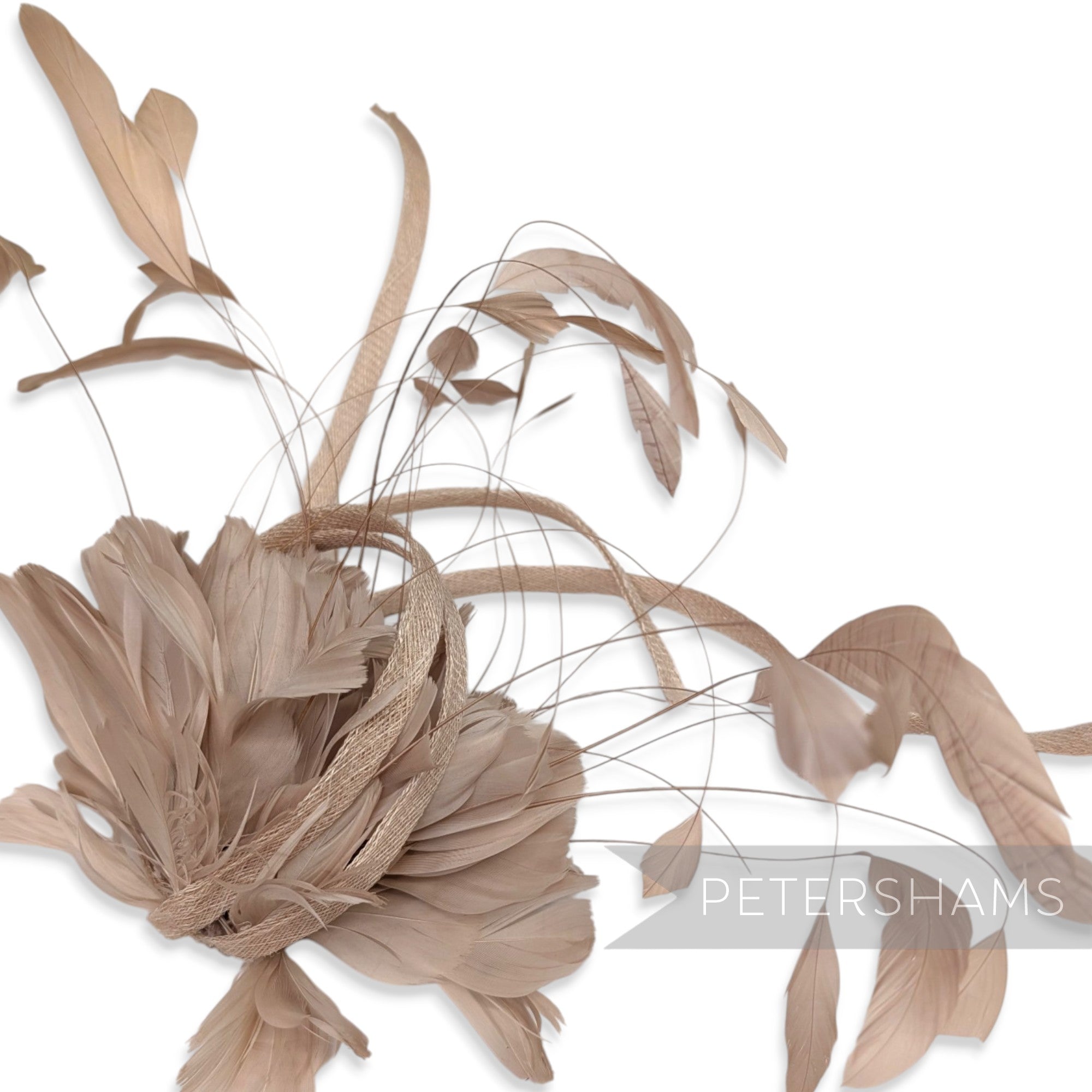 *Sale* Diamante & Sinamay Accent Goose and Coque Flower Beige