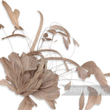 *Sale* Diamante & Sinamay Accent Goose and Coque Flower Beige