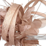 *Sale* Diamante & Sinamay Accent Goose and Coque Flower Beige