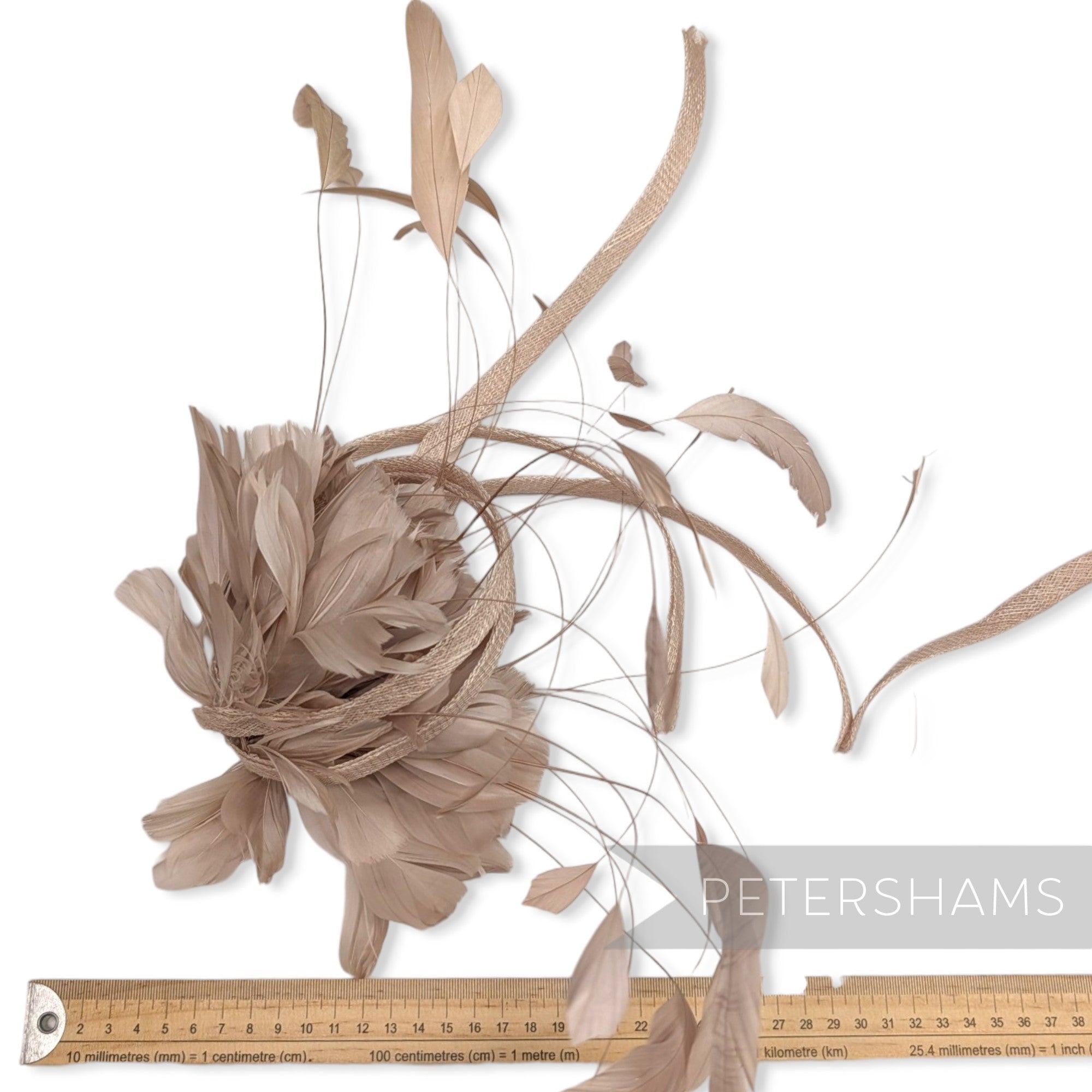 *Sale* Diamante & Sinamay Accent Goose and Coque Flower Beige