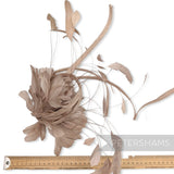 *Sale* Diamante & Sinamay Accent Goose and Coque Flower Beige