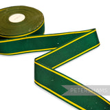 *Sale* IMPERFECT 36mm Green & Yellow Stripe Grosgrain - 25m Roll