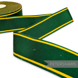 *Sale* IMPERFECT 36mm Green & Yellow Stripe Grosgrain - 25m Roll