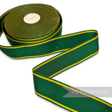 *Sale* IMPERFECT 36mm Green & Yellow Stripe Grosgrain - 25m Roll
